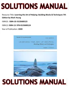 SOLUTIONS MANUAL for Learning the Art of Helping: Building Blocks & Techniques 7th Edition by Mark Young thumbnail