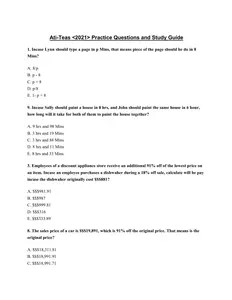 ATI - TEAS Practice Questions & Test Study Guide thumbnail