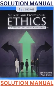 SOLUTIONS MANUAL for Business & Professional Ethics 9th Edition by Leonard Brooks & Paul Dunn thumbnail