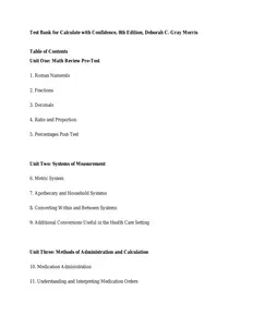 Questions - Elaborated Test Bank for Calculate with Confidence 8Ed. by Deborah C. Morris thumbnail
