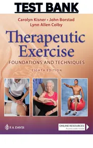 Test Bank - Therapeutic Exercise Foundations & Techniques 8E by Kisner_Colby_Borstad-Updated thumbnail