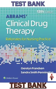 Test Bank for Abrams Clinical Drug Therapy_Rationales for Nursing Practice 13E  by Frandsen & Pennington thumbnail