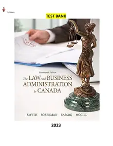 Law and Business Administration in Canada Canadian 14th Edition by J.E. Smyth, D.A. Soberman, A.J. Easson, and S.A. McGill. thumbnail
