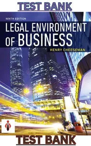 TEST BANK for Legal Environment of Business, 9th Edition by Henry Cheeseman – Complete thumbnail