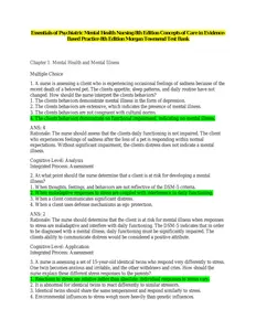 Qs - Test Bank for Essentials of Psychiatric Mental Health Nursing 8E Concepts of Care  BY MORGAN & TOWNSEND thumbnail