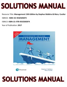 SOLUTIONS MANUAL for Management 13th Edition by Stephen Robbins & Mary  Coulter thumbnail
