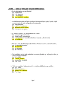 Test Bank for An Introduction to Brain and Behavior, 7th Edition by Bryan Kolb,Ian Whishaw thumbnail
