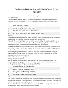 Cover - Test Bank for Fundamentals of Nursing 10th Edition by Potter, Perry, Stockert & Amy Hall - Complete thumbnail