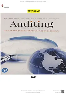 Test Bank for Auditing-The Art and Science of Assurance Engagements, 14th Canadian Edition by Alvin Arens thumbnail