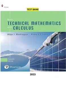 Test Bank - Basic Technical Mathematics with Calculus 11th Edition by Allyn J. Washington & Richard Evans-Cover thumbnail