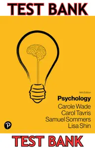 TEST BANK for Psychology 14th edition by Carole Wade; Carol Tavris; Samuel Sommers; Lisa Shin thumbnail