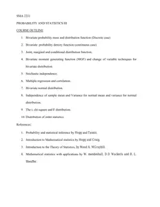 SMA 2231 Probability and Statistics III thumbnail