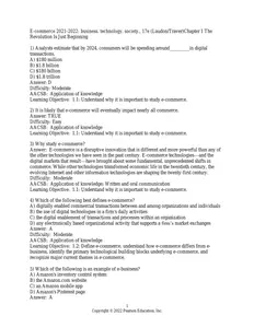 Questions - Test bank for E-commerce 2021–2022-Business, Technology, Society-17Ed. by Kenneth Laudon & Carol Traver thumbnail