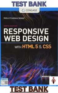 Test Bank for Responsive Web Design with HTML 5 & CSS, 9th Edition by Jessica Minnick - Complete thumbnail