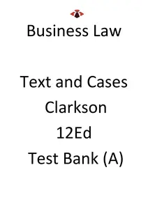 Cover - Test Bank for Business Law Text and Cases 14E by Kenneth Clarkson, Roger LeRoy Miller & Frank Cross thumbnail