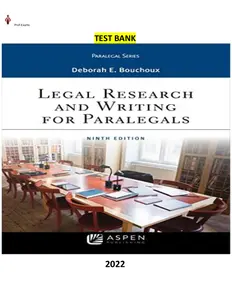 Legal Research and Writing for Paralegals 9th Edition by Deborah E. Bouchoux - Test Bank thumbnail