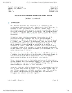 RFC 675 - Specification of Internet Transmission Control Program thumbnail