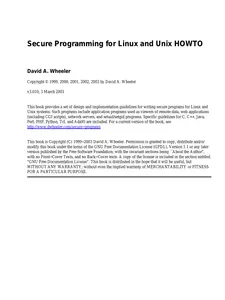 Secure Programming for Linux and UNIX HOWTO (2003) thumbnail