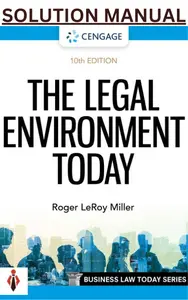 Solution Manual - The Legal Environment Today, 10E by Roger Miller & Frank Cross thumbnail