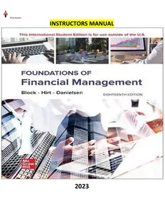 Instructor Manual for Foundations of Financial Management 18E by Stanley Block, Geoffrey Hirt & Bartley Danielsen thumbnail