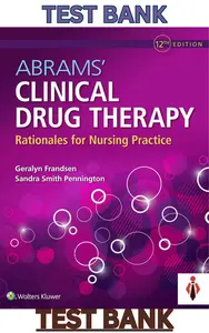 Test Bank for Abrams’ Clinical Drug Therapy 12E by Frandsen & Pennington - Complete thumbnail