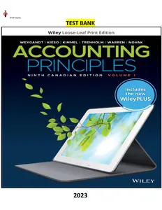 Accounting Principles, 9th Edition Volume 1 by Jerry J. Weygandt, Donald E. Kieso, Paul D. Kimmel, Barbara Trenholm, Anthony C. Warren & Lori Novak  -  Test Bank thumbnail