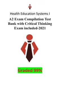 Health Education Systems Inc. A2 Exam Compilation Test Bank with Critical Thinking Exam included-2021 thumbnail