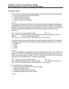 Qs - Test Bank for Introduction to Critical Care Nursing 8E by Mary Sole, Deborah Klein & Marthe Moseley thumbnail