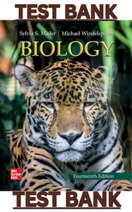 TEST BANK for Biology 14th Edition by Sylvia Mader & Michael Windelspecht thumbnail