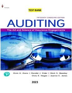 Test Bank for Auditing_ The Art & Science of Assurance Engagements 15th Edition by Alvin Arens - Complete thumbnail