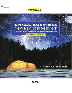 Test Bank - Small Business Management-Creating a Sustainable Competitive Advantage 7th Edition by Timothy S. Hatten thumbnail