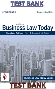TEST BANK for Business Law Today, Standard Edition, Text & Summarized Cases 14th Edition by Roger  LeRoy  Miller thumbnail