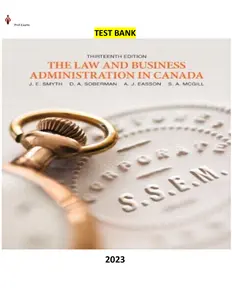 Law and Business Administration in Canada Canadian 13th Edition by J.E. Smyth, D.A. Soberman, A.J. Easson, and S.A. McGill-TB thumbnail