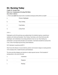 Questions - Test Bank for Fundamentals of Nursing 9th Edition by Potter, Perry, Stockert & Amy Hall thumbnail