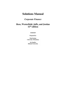 Corporate Finance 11e Solutions Manual -- Ross, Westerfield, Jaffe, and Jordan  SM thumbnail