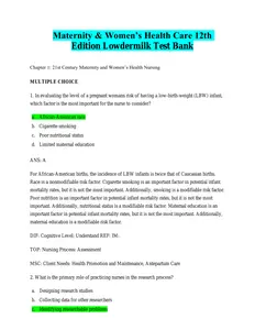 Lowdermilk-Maternity and Womens Health Care 12Ed Test Bank thumbnail