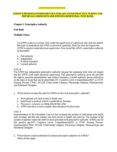 Test Bank - 2021Updated - Pharmacotherapeutics for Advanced Nursing & Physician Assistants-2ED by Lehne thumbnail