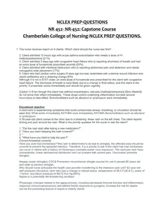 NCLEX -  PREP QUESTIONS-NR 452 CAPSTONE COURSE-CHAMBERLAIN COLLEGE OF NURSING - 2021 thumbnail