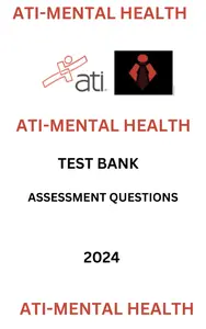 Test Bank for ATI - Mental Health Proctored Test with 1000+ Questions and Rationalized Answers since 2018 thumbnail