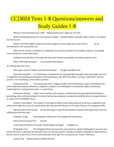 Test Bank - Criminal CCJ3024 Tests 1-8 Questions  Answers and Study Guides thumbnail