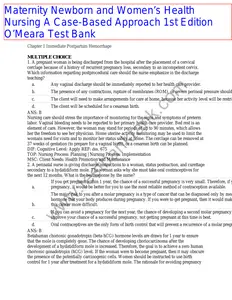 FULL - Elaborated Test bank for Maternity Newborn and Womens Health Nursing A Case-Based Approach 1ED O’Meara thumbnail