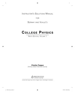 Instructors Solutions Manual for College Physics 8E by Serway Vuille -Solutions Vol 1 thumbnail