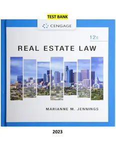 Real Estate Law 12th Edition by Marianne M. Jennings -TB thumbnail