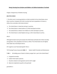 Test Bank - Pedriatic - 2020 Updated - Nursing Care of Infants and Children 11Ed by Wong Hockenberry - Qs thumbnail