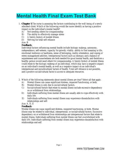 Questions - Test Bank for Psychiatric Mental Health Nursing 7th Edition by Mary Ann Boyd & Rebecca Luebbert thumbnail