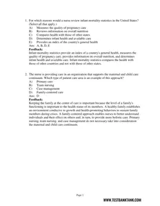 Questions - Test Bank for Maternal and Child Health Nursing 9th Edition by Pillitteri thumbnail