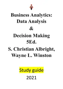 Test Bank for Business Analytics Data Analysis & Decision Making 5E by Christian Albright & Wayne Winston - Complete thumbnail