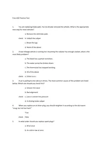 ASE Practice Test for Auto Mechanics-Session 1 G2 thumbnail