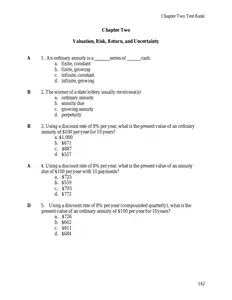 Test Bank - Finance & Investment - 2017 - Multiple Choice CH 2 thumbnail
