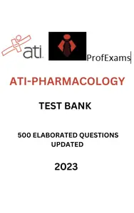 Test Bank for ATI - Pharmacology_ Solved & Elaborated Practice Awnser Key & Proctored Exam-Updated for 2024 thumbnail
